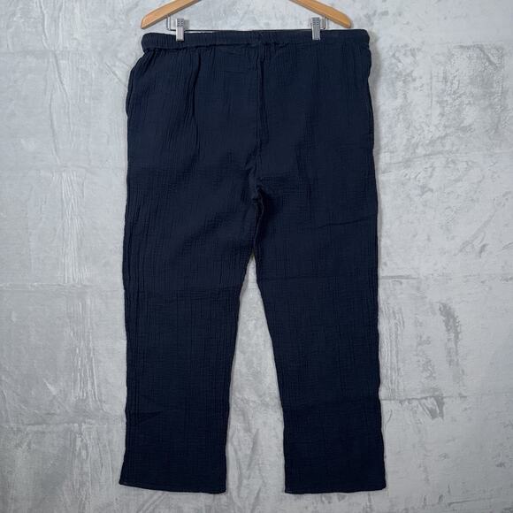 Quince Pants L Organic Cotton Gauze Straight Leg Black and Navy Lot of Two Pairs - Picture 8 of 16